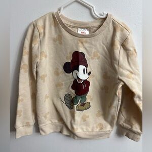 Disney Beige Mickey Mouse Pullover Sweatshirt 5 years